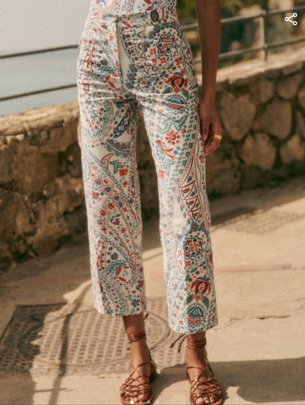Sezane Martin Crop Trousers in Milo Print Size 38/6